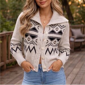 Who What Wear Geometric Knit Cardigan